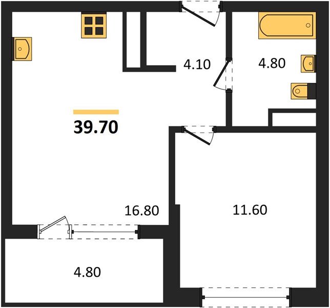 Фото №1: 1-комнатная квартира 39 м² - Краснодар, мкр. Карасунский внутригородской округ