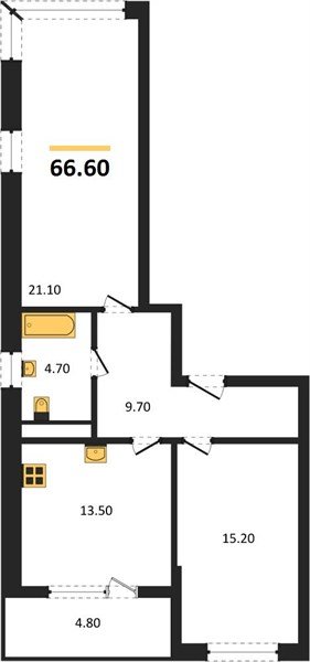 Фото №1: 2-комнатная квартира 69 м² - Краснодар, Карасунский внутригородской округ, мкр. ЖК Первое Место