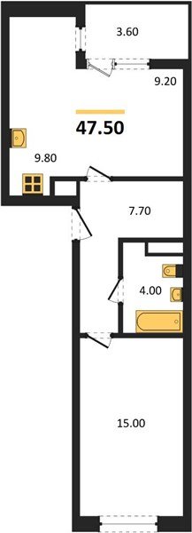 Фото №1: 1-комнатная квартира 47 м² - Краснодар, мкр. Карасунский внутригородской округ