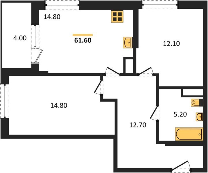 Фото №1: 2-комнатная квартира 61 м² - Краснодар, мкр. Карасунский внутригородской округ, ул. Виктора Казанцева