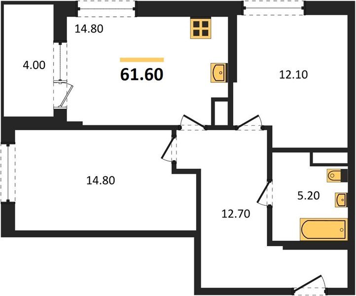 Фото №1: 2-комнатная квартира 61 м² - Краснодар, мкр. Карасунский внутригородской округ, ул. Виктора Казанцева