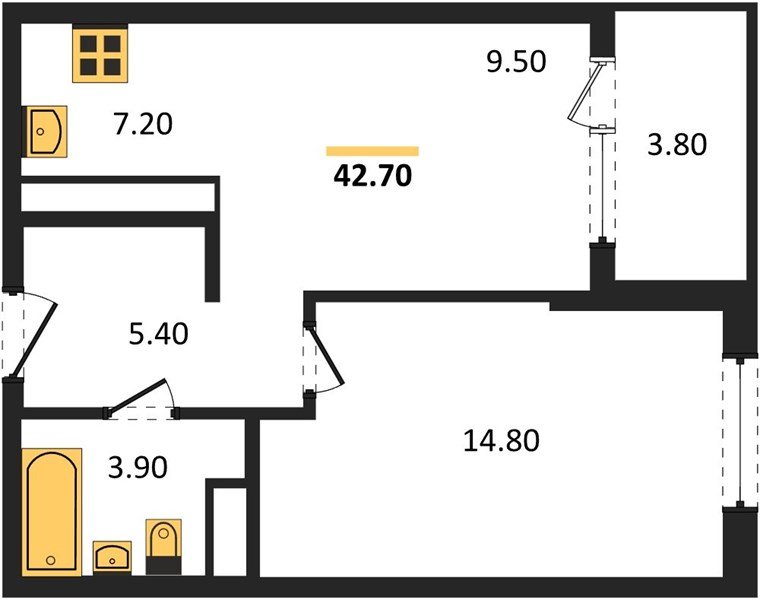 Фото №1: 1-комнатная квартира 43 м² - Краснодар, мкр. Карасунский внутригородской округ, ул. Виктора Казанцева
