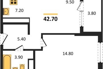 Фото №1: 1-комнатная квартира 42 м² - Краснодар, мкр. Карасунский внутригородской округ, ул. Виктора Казанцева