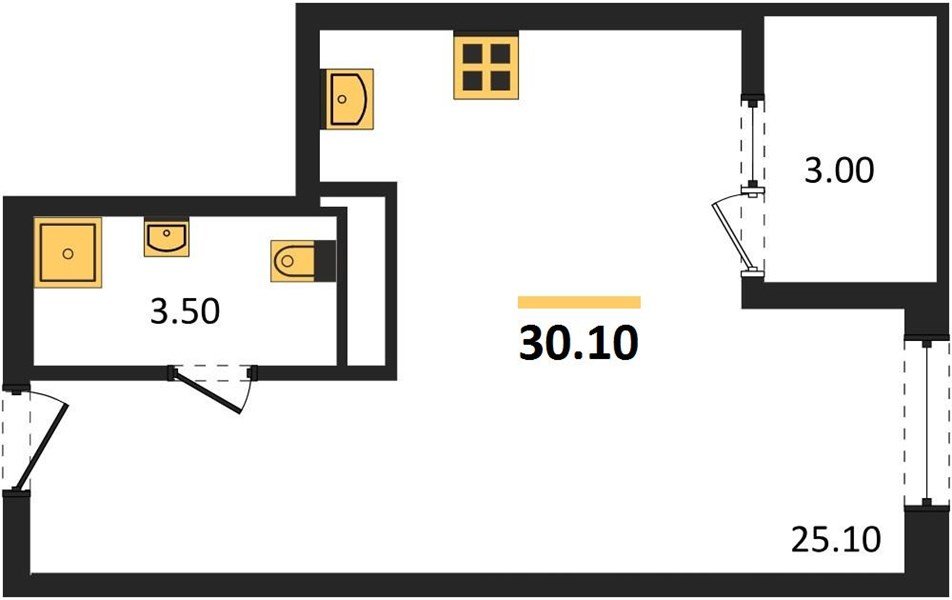 Фото №1: Студия 30 м² - Краснодар, мкр. Карасунский внутригородской округ, ул. Виктора Казанцева