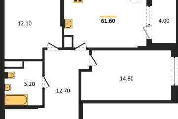 Фото №1: 2-комнатная квартира 61 м² - Краснодар, мкр. Карасунский внутригородской округ, ул. Виктора Казанцева