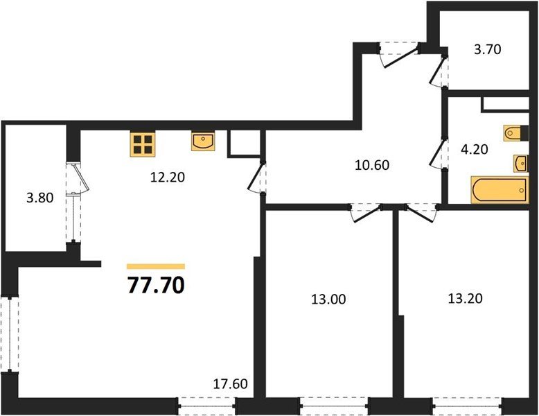 Фото №1: 2-комнатная квартира 77 м² - Краснодар, мкр. Карасунский внутригородской округ, ул. Виктора Казанцева