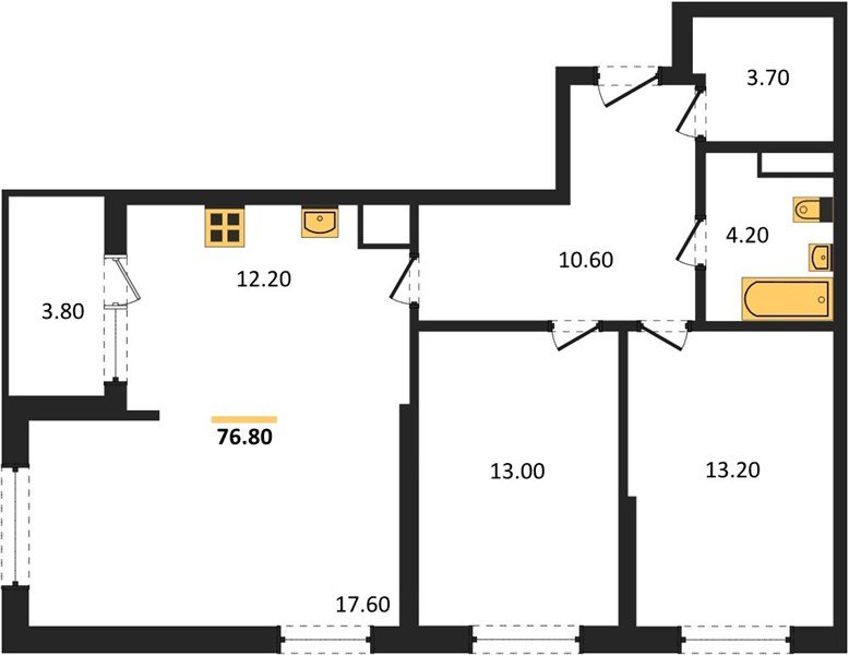 Фото №1: 2-комнатная квартира 76 м² - Краснодар, мкр. Карасунский внутригородской округ, ул. Виктора Казанцева