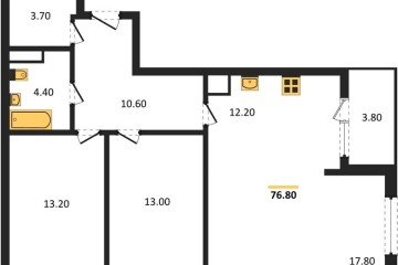 Фото №1: 2-комнатная квартира 76 м² - Краснодар, мкр. Карасунский внутригородской округ, ул. Виктора Казанцева