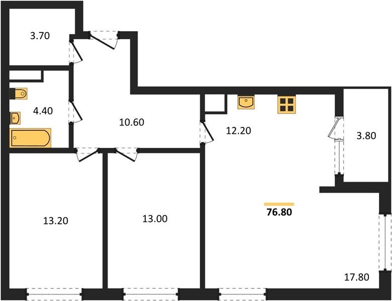 Фото №1: 2-комнатная квартира 76 м² - Краснодар, мкр. Карасунский внутригородской округ, ул. Виктора Казанцева
