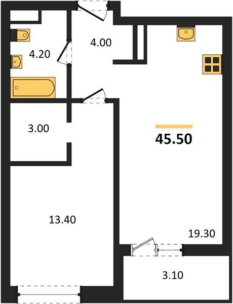 Фото №1: 1-комнатная квартира 45 м² - Краснодар, Прикубанский внутригородской округ, мкр. ЖК Эрмитаж, ул. им. Мурата Ахеджака, 20