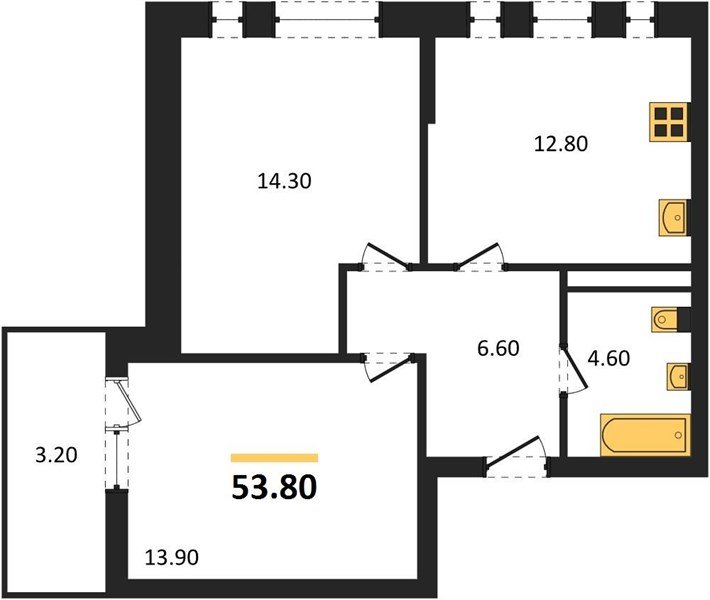 Фото №1: 2-комнатная квартира 53 м² - Краснодар, Прикубанский внутригородской округ, мкр. ЖК Эрмитаж, ул. им. Мурата Ахеджака, 20