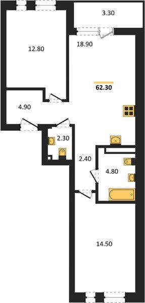 Фото №1: 2-комнатная квартира 62 м² - Краснодар, Прикубанский внутригородской округ, мкр. ЖК Эрмитаж, ул. им. Мурата Ахеджака, 20
