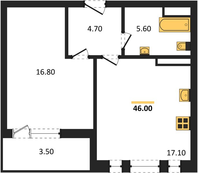 Фото №1: 1-комнатная квартира 46 м² - Краснодар, Прикубанский внутригородской округ, мкр. ЖК Эрмитаж, ул. им. Мурата Ахеджака, 20