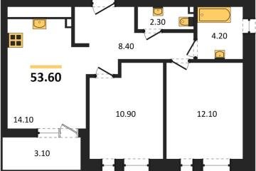 Фото №1: 2-комнатная квартира 53 м² - Краснодар, мкр. ЖК Эрмитаж, ул. им. Мурата Ахеджака, 20