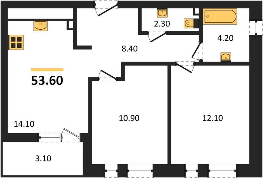 Фото №1: 2-комнатная квартира 53 м² - Краснодар, Прикубанский внутригородской округ, мкр. ЖК Эрмитаж, ул. им. Мурата Ахеджака, 20