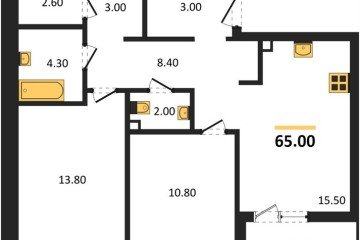 Фото №1: 2-комнатная квартира 65 м² - Краснодар, мкр. ЖК Эрмитаж, ул. им. Мурата Ахеджака, 20