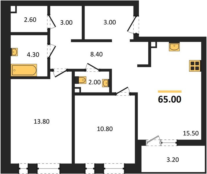 Фото №1: 2-комнатная квартира 65 м² - Краснодар, Прикубанский внутригородской округ, мкр. ЖК Эрмитаж, ул. им. Мурата Ахеджака, 20