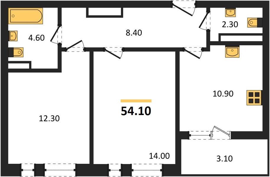 Фото №1: 2-комнатная квартира 54 м² - Краснодар, Прикубанский внутригородской округ, мкр. ЖК Эрмитаж, ул. им. Мурата Ахеджака, 20