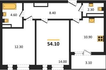 Фото №1: 2-комнатная квартира 54 м² - Краснодар, мкр. ЖК Эрмитаж, ул. им. Мурата Ахеджака, 20