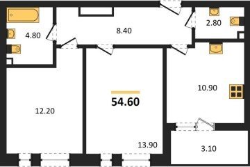 Фото №1: 2-комнатная квартира 54 м² - Краснодар, мкр. ЖК Эрмитаж, ул. им. Мурата Ахеджака, 20
