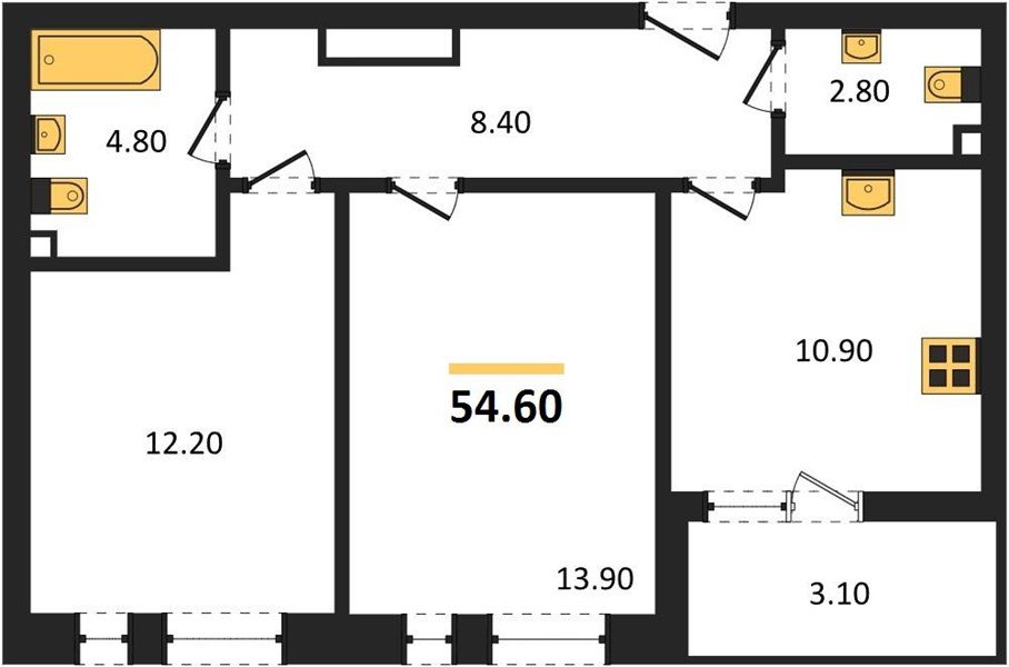 Фото №1: 2-комнатная квартира 54 м² - Краснодар, Прикубанский внутригородской округ, мкр. ЖК Эрмитаж, ул. им. Мурата Ахеджака, 20