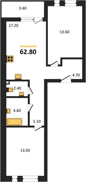 Фото №1: 2-комнатная квартира 62 м² - Краснодар, Прикубанский внутригородской округ, мкр. ЖК Эрмитаж, ул. им. Мурата Ахеджака, 20