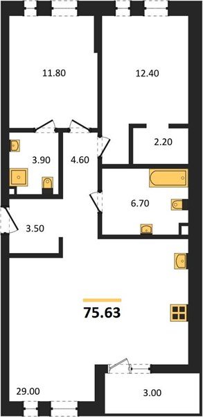 Фото №1: 2-комнатная квартира 75 м² - Краснодар, Прикубанский внутригородской округ, мкр. ЖК Эрмитаж, ул. им. Мурата Ахеджака, 20
