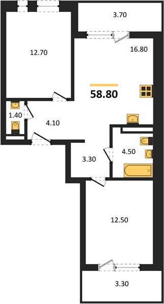 Фото №1: 2-комнатная квартира 58 м² - Краснодар, Прикубанский внутригородской округ, мкр. ЖК Эрмитаж, ул. им. Мурата Ахеджака, 20