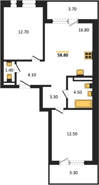 Фото №1: 2-комнатная квартира 58 м² - Краснодар, Прикубанский внутригородской округ, мкр. ЖК Эрмитаж, ул. им. Мурата Ахеджака, 20