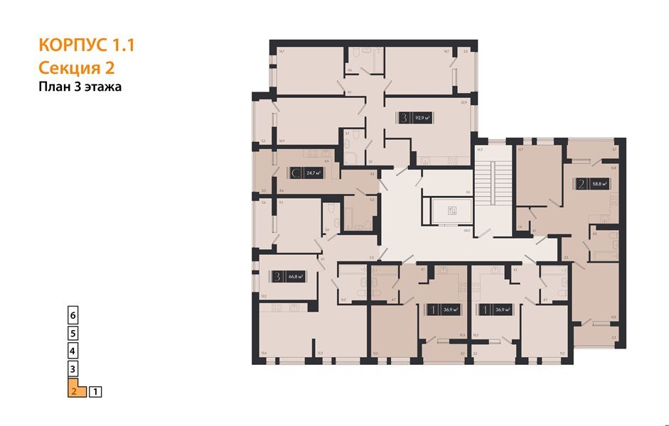 Фото №8: 2-комнатная квартира 58 м² - Краснодар, Прикубанский внутригородской округ, мкр. ЖК Эрмитаж, ул. им. Мурата Ахеджака, 20