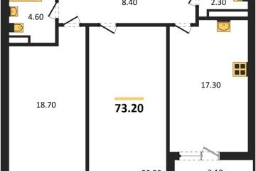 Фото №1: 2-комнатная квартира 73 м² - Краснодар, мкр. ЖК Эрмитаж, ул. им. Мурата Ахеджака, 20