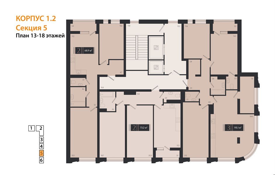 Фото №8: 2-комнатная квартира 73 м² - Краснодар, Прикубанский внутригородской округ, мкр. ЖК Эрмитаж, ул. им. Мурата Ахеджака, 20