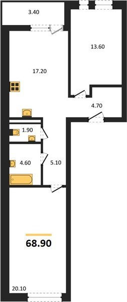 Фото №1: 2-комнатная квартира 68 м² - Краснодар, Прикубанский внутригородской округ, мкр. ЖК Эрмитаж, ул. им. Мурата Ахеджака, 20