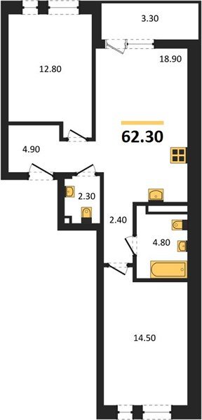 Фото №1: 2-комнатная квартира 62 м² - Краснодар, Прикубанский внутригородской округ, мкр. ЖК Эрмитаж, ул. им. Мурата Ахеджака, 20