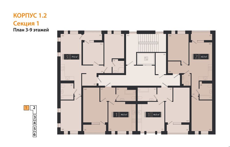 Фото №8: 2-комнатная квартира 62 м² - Краснодар, Прикубанский внутригородской округ, мкр. ЖК Эрмитаж, ул. им. Мурата Ахеджака, 20