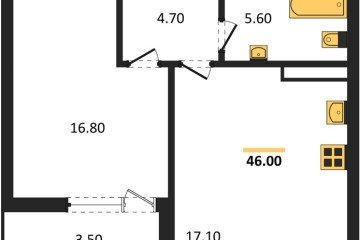 Фото №1: 1-комнатная квартира 46 м² - Краснодар, мкр. ЖК Эрмитаж, ул. им. Мурата Ахеджака, 20