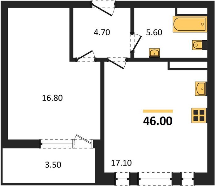 Фото №1: 1-комнатная квартира 46 м² - Краснодар, Прикубанский внутригородской округ, мкр. ЖК Эрмитаж, ул. им. Мурата Ахеджака, 20