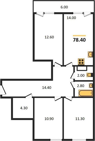 Фото №1: 3-комнатная квартира 78 м² - Краснодар, жилой комплекс Самолёт-5, мкр. Прикубанский внутригородской округ, ул. Ивана Беличенко, 103к1