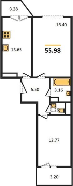 Фото №1: 2-комнатная квартира 56 м² - Краснодар, Музыкальный, ул. имени Дунаевского И.И.