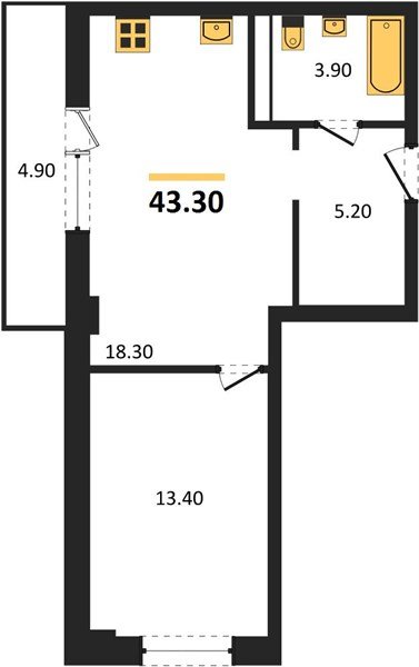 Фото №1: 1-комнатная квартира 44 м² - Краснодар, Фестивальный, 