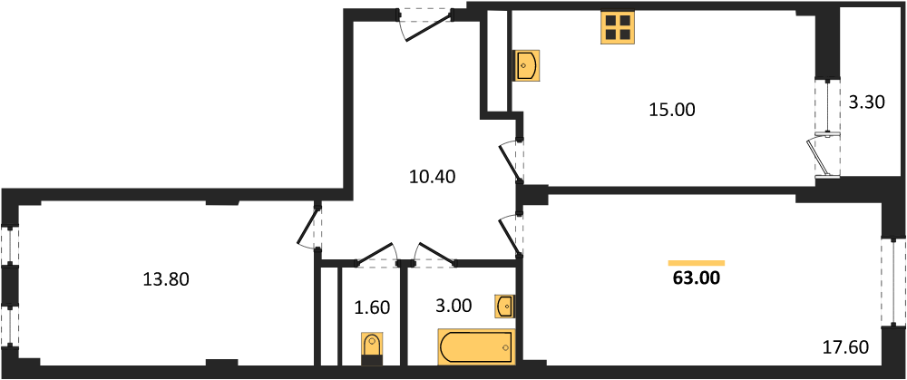Фото №1: 2-комнатная квартира 64 м² - Краснодар, Фестивальный, ул. Круговая, 4/1