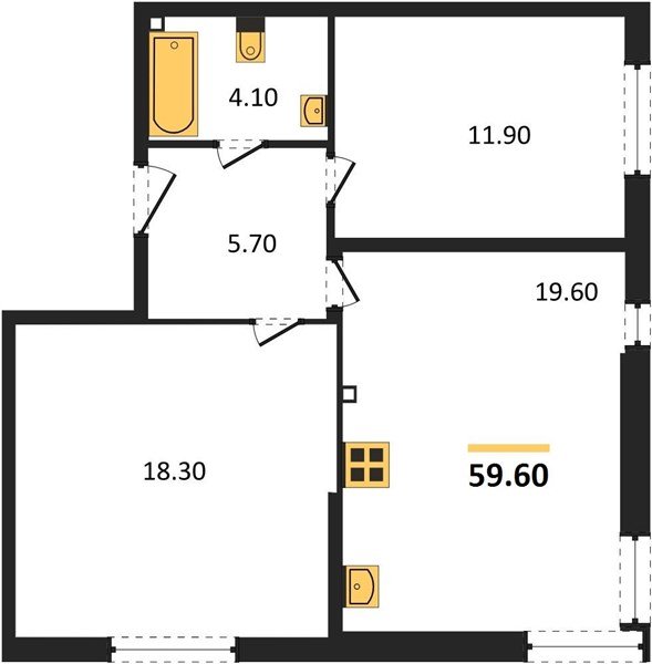 Фото №1: 2-комнатная квартира 59 м² - Краснодар, Прикубанский внутригородской округ, мкр. жилой комплекс Самолёт-6