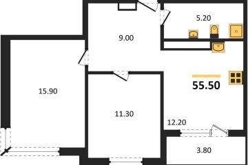 Фото №1: 2-комнатная квартира 55 м² - Краснодар, мкр. жилой комплекс Все Свои, 