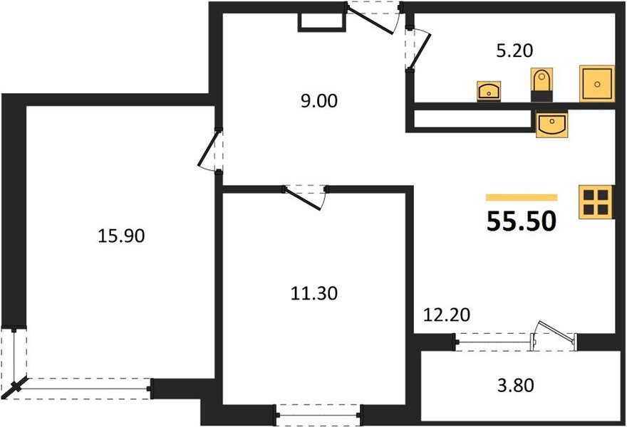 Фото №1: 2-комнатная квартира 55 м² - Краснодар, жилой комплекс Все Свои, 