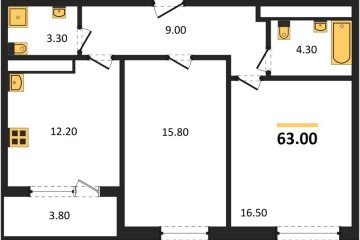 Фото №1: 2-комнатная квартира 62 м² - Краснодар, мкр. жилой комплекс Все Свои, 