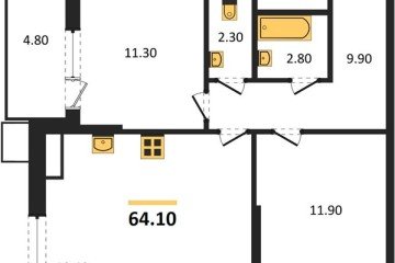 Фото №1: 2-комнатная квартира 64 м² - Краснодар, мкр. Парк Победы, 