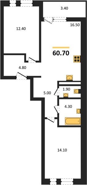 Фото №1: 2-комнатная квартира 60 м² - Краснодар, Прикубанский внутригородской округ, мкр. ЖК Эрмитаж, ул. им. Мурата Ахеджака, 20