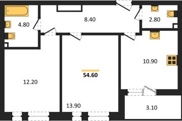 Фото №1: 2-комнатная квартира 54 м² - Краснодар, мкр. ЖК Эрмитаж, ул. им. Мурата Ахеджака, 20