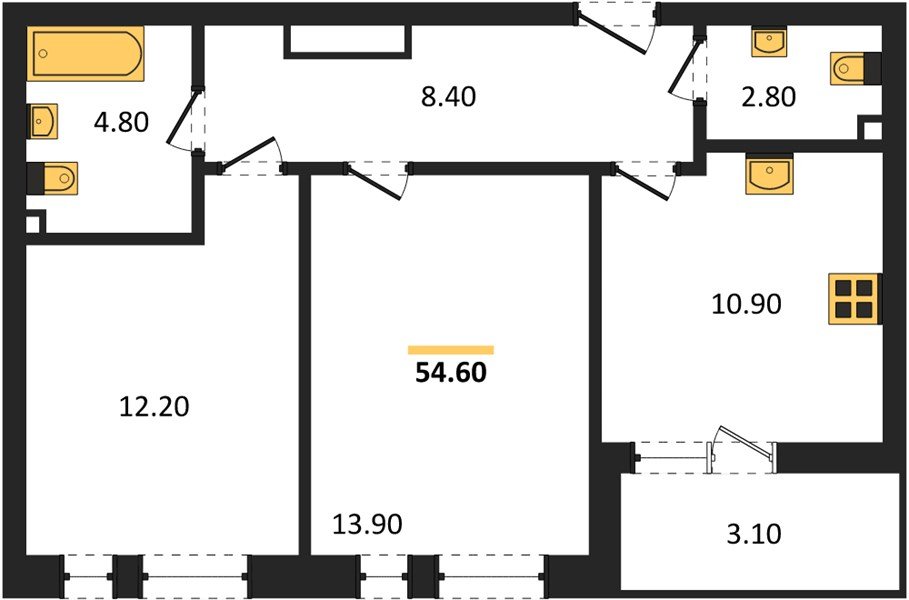 Фото №1: 2-комнатная квартира 54 м² - Краснодар, Прикубанский внутригородской округ, мкр. ЖК Эрмитаж, ул. им. Мурата Ахеджака, 20