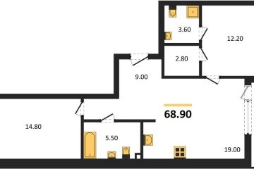 Фото №1: 2-комнатная квартира 68 м² - Краснодар, мкр. ЖК Эрмитаж, ул. им. Мурата Ахеджака, 20